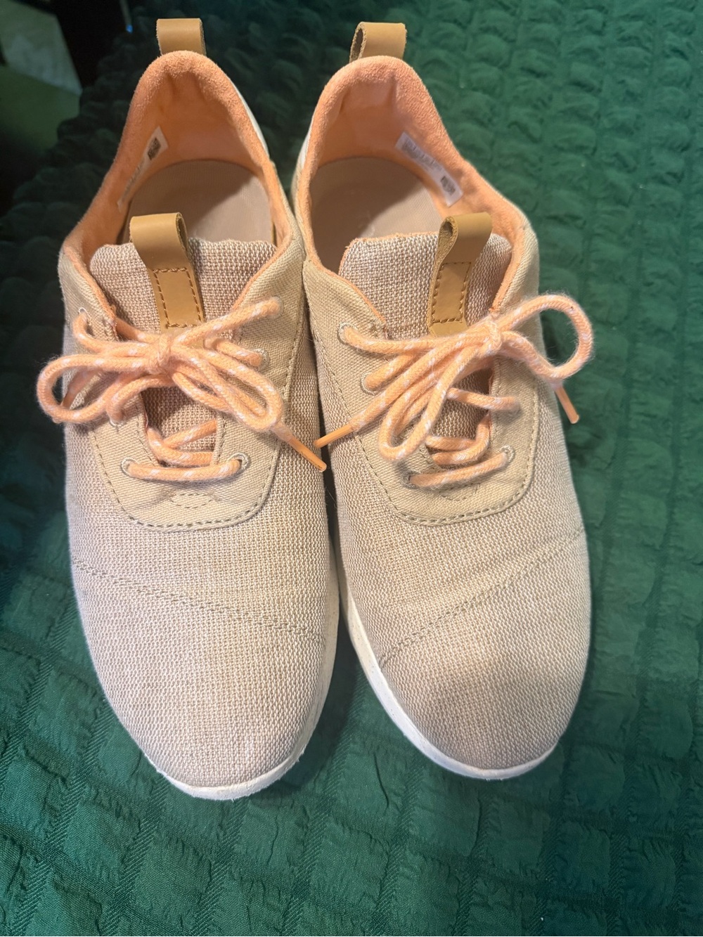 Toms Peach and Tan Canvas Sneakers
